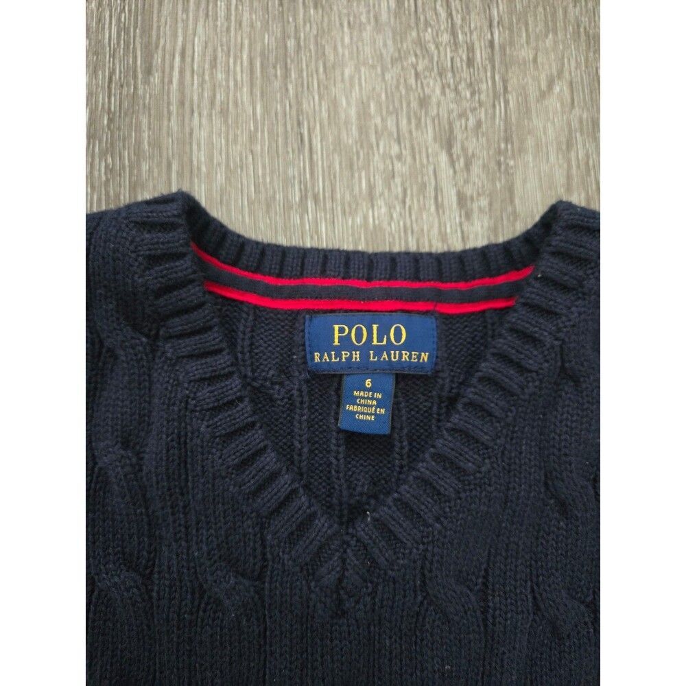 Polo Ralph Lauren Cable Knit Sweater Vest Blue boys size 6 Classic Preppy - Picture 4 of 12